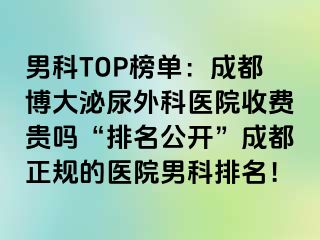 男科TOP榜单：成都博大泌尿外科医院收费贵吗“排名公开”成都正规的医院男科排名！