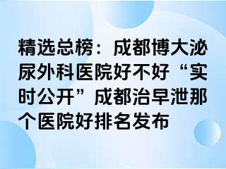 精选总榜：成都博大泌尿外科医院好不好“实时公开”成都治早泄那个医院好排名发布